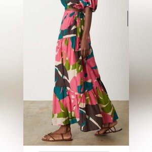 Velvet by Graham & Spencer Lydia Pink and Green Maxi Skirt size Medium